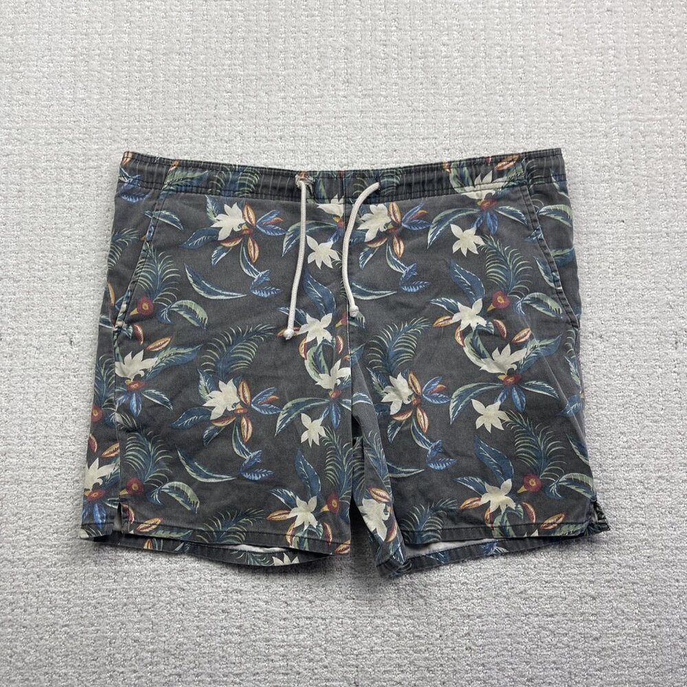 Topman Shorts Mens 32 Blue Floral Tropical AOP Drawstring Beach Surf Summer